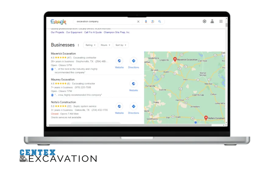 Google Results for Excavation Companies