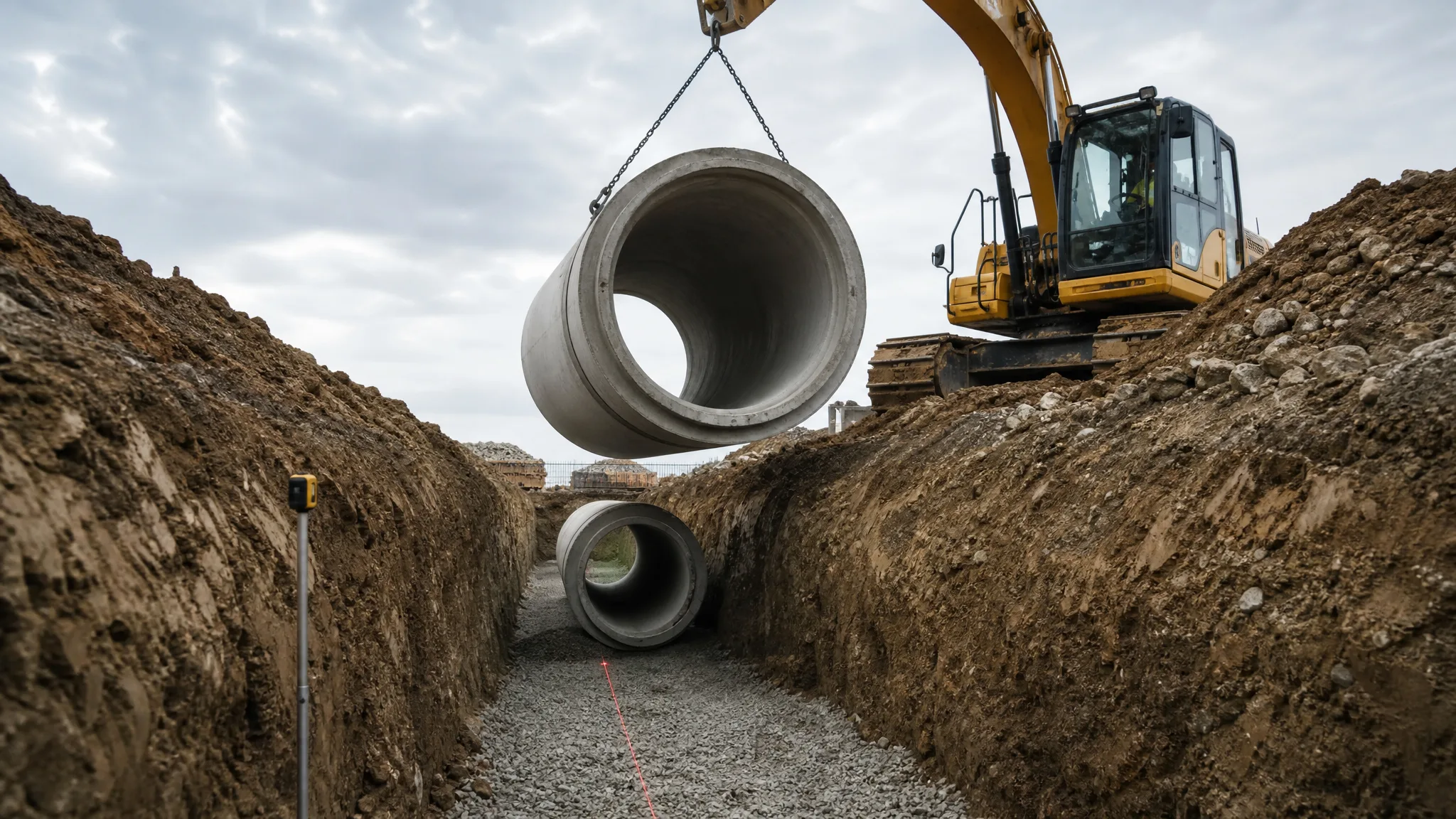 Installing Storm Drain Pipe